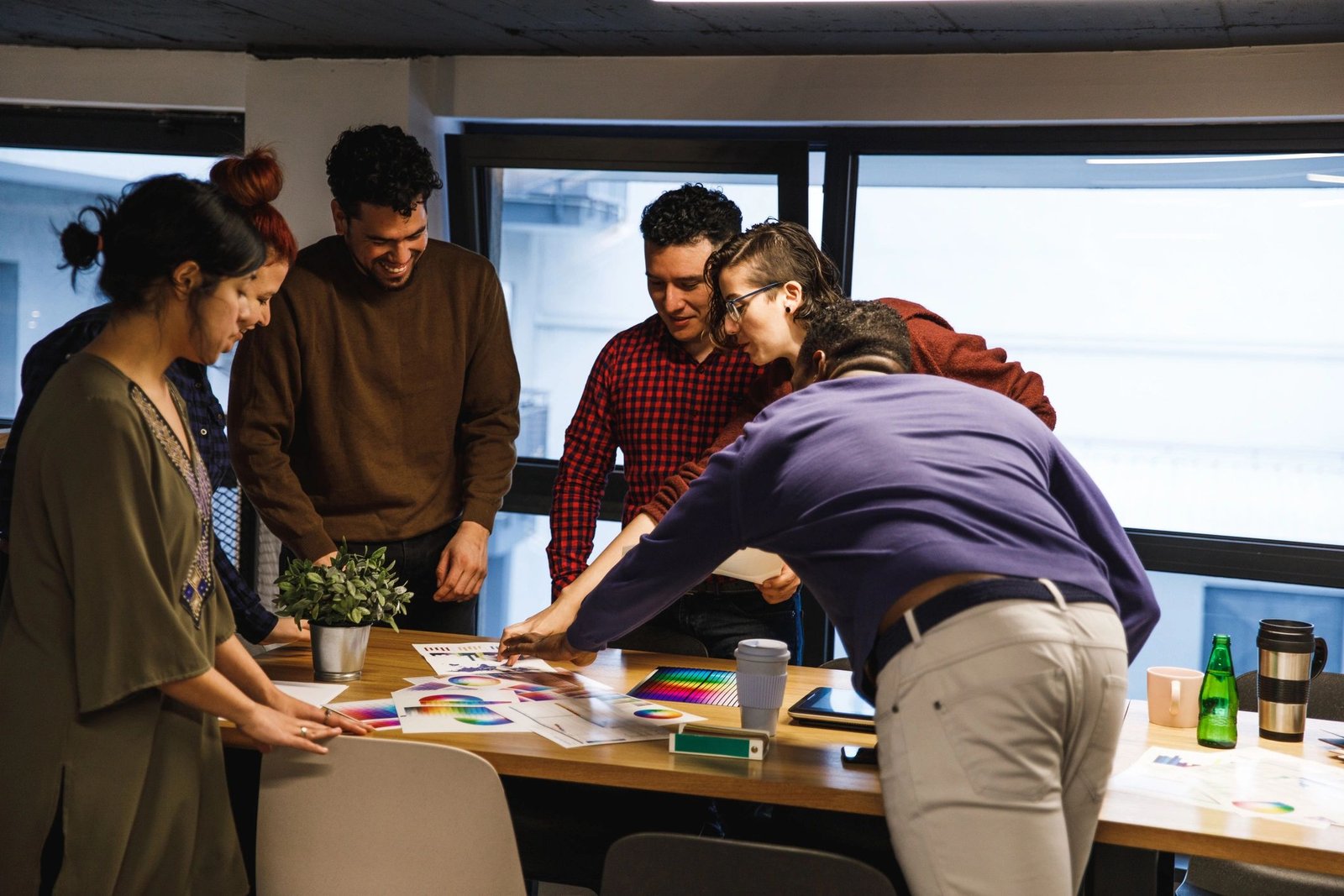 Creative team collaborating on content strategy planning