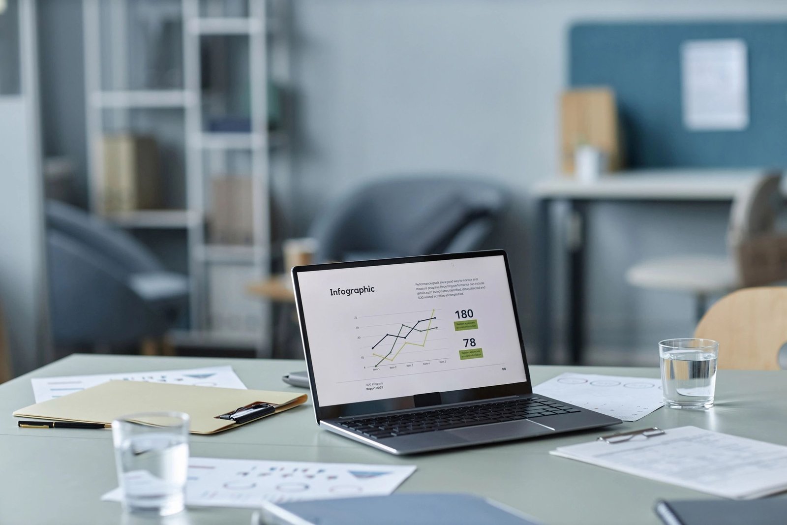 Laptop showing charts used for SEO reporting