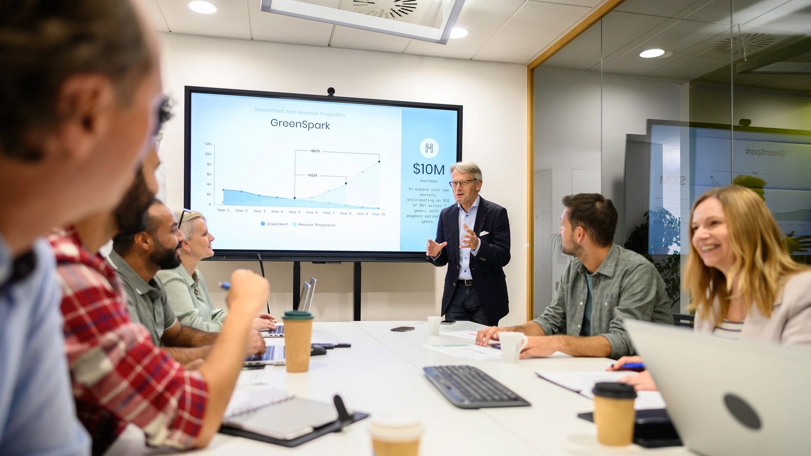 Business presentation in a modern meeting room