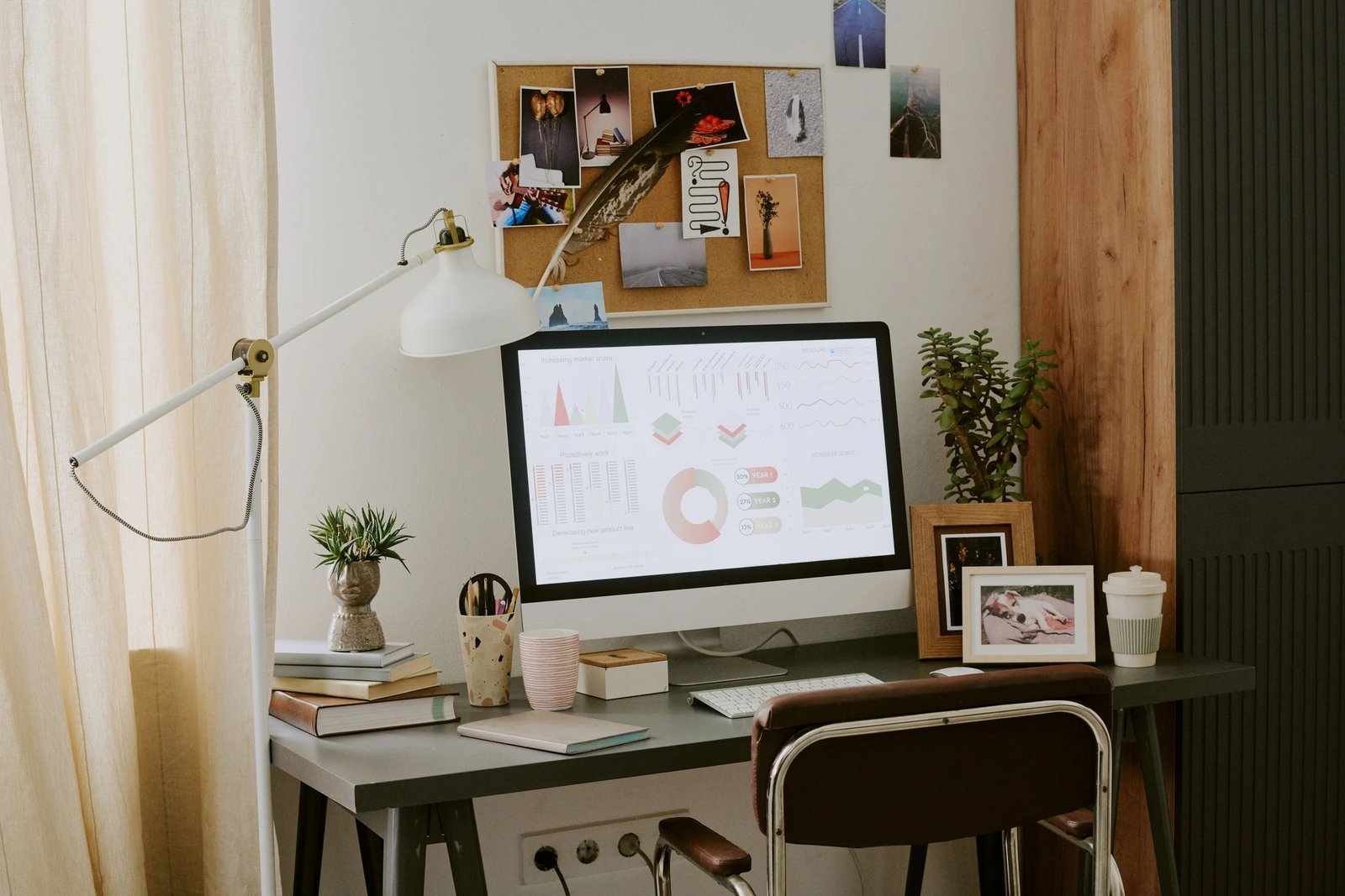Home office analytics workspace representing content growth strategy